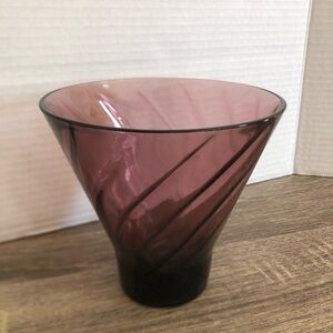 Vtg Hazel Atlas Amethyst Swirl Candy Bowl